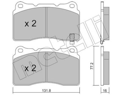 комплект спирачно феродо, дискови спирачки METELLI 22-0288-5