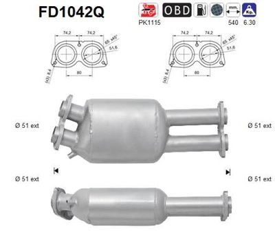 Filtr sadzy / filtr cząstek stałych, układ wydechowy AS 18307793773