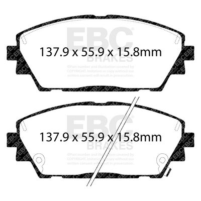 комплект спирачно феродо, дискови спирачки EBC Brakes DP42416R
