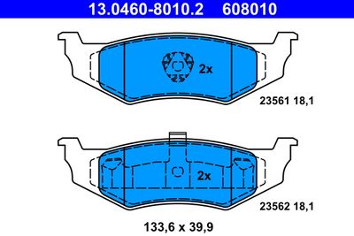 Комплект тормозных колодок, дисковый тормоз ATE 13.0460-8010.2 для CHRYSLER NEON