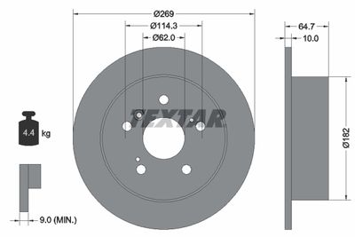 Тормозной диск TEXTAR 92079300 для TOYOTA SOLARA