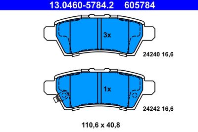 Комплект тормозных колодок, дисковый тормоз ATE 13.0460-5784.2 для NISSAN PATHFINDER