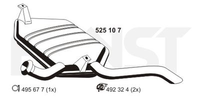 Глушитель выхлопных газов конечный ERNST 525107 для RENAULT LAGUNA