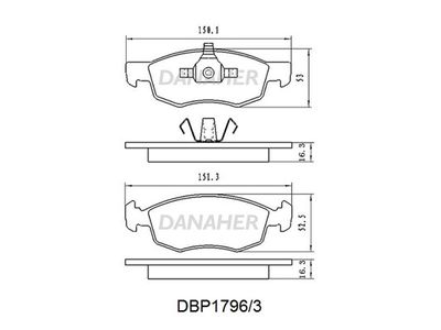 Комплект тормозных колодок, дисковый тормоз DANAHER DBP1796/3 для FIAT DOBLO