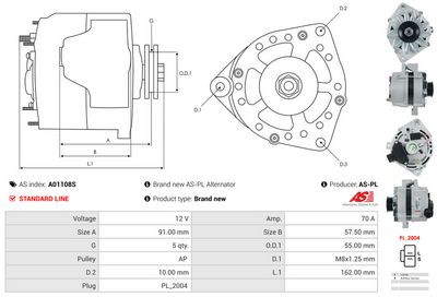 GENERATOR / ALTERNATOR AS-PL A01108S 4