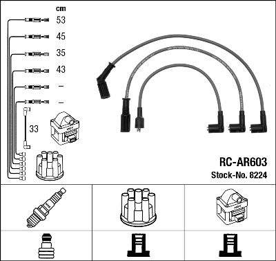 Комплект проводов зажигания NGK 8224 для ALFA ROMEO 164