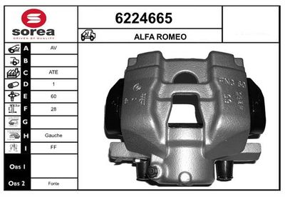 STARTCAR 6224665 Тормозной суппорт  для ALFA ROMEO 159 (939_) 1.9 JTDM 8V (939AXE1B, 939BXE1B, 939BXH1B)