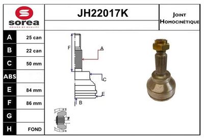 SNRA Homokineet reparatie set, aandrijfas (JH22017K)