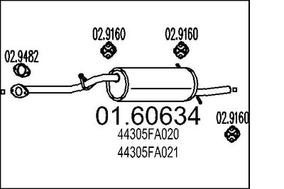 MTS 01.60634 Глушитель выхлопных газов  для SUBARU IMPREZA (Субару Импреза)