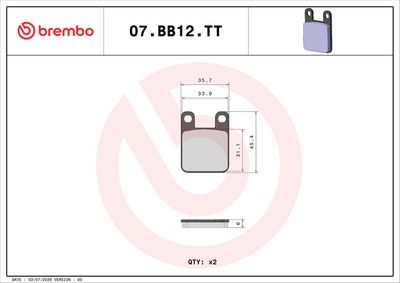 Bromsbeläggssats, skivbroms BREMBO 07BB12TT