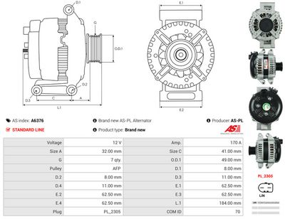 GENERATOR / ALTERNATOR AS-PL A6376 4