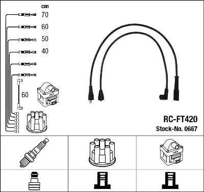 Комплект проводов зажигания NGK 0667 для ABARTH RITMO
