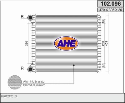 AHE 102.096 Радиатор охлаждения двигателя  для AUDI A2 (Ауди А2)