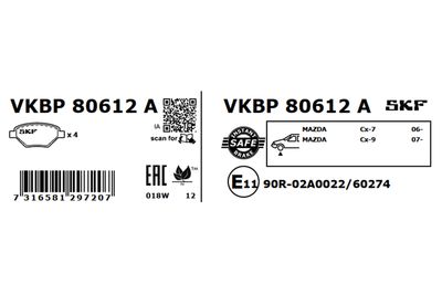 Brake Pad Set, disc brake VKBP 80612 A