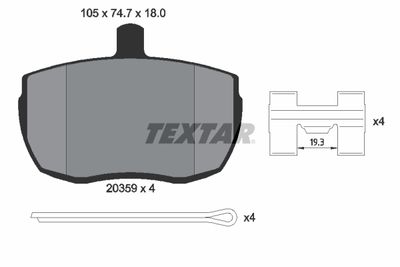 Комплект тормозных колодок, дисковый тормоз TEXTAR 2035908 для LAND ROVER 110/127