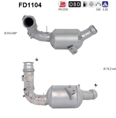 Filtr sadzy / filtr cząstek stałych, układ wydechowy AS FD1104