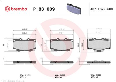 BREMBO Bremsbelagsatz, Scheibenbremse PRIME LINE (P 83 009)