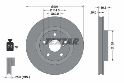 TEXTAR 92168803 Тормозные диски  для TOYOTA MIRAI (Тойота Мираи)