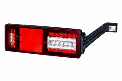 Achterlicht Rechts (LED, 24V, met indicator, anti-fog licht, achteruitrijlicht, met stoplicht, parkeerlicht, driehoekige reflector, met verlengarm lamp, horizontale bevestiging, aansluiting: 4x SuperS