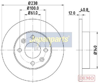 спирачен диск JAPANPARTS DI-0714C