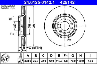 Тормозной диск ATE 24.0125-0142.1 для OPEL ADAM