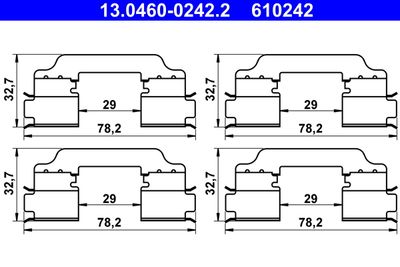 Комплектующие, колодки дискового тормоза ATE 13.0460-0242.2 для RENAULT KANGOO