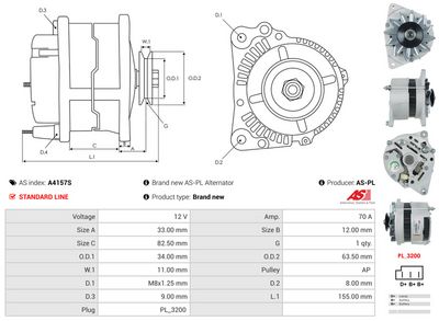 GENERATOR / ALTERNATOR AS-PL A4157S 5