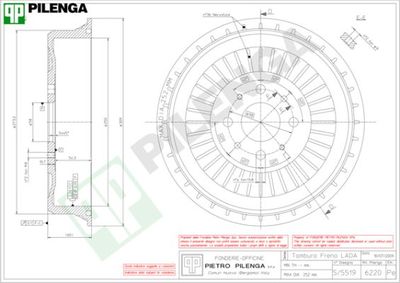Тормозной барабан PILENGA 6220 для LADA 1200-1600