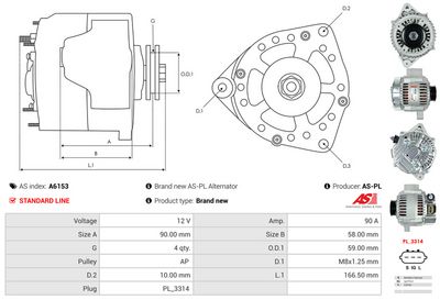 GENERATOR / ALTERNATOR AS-PL A6153 4