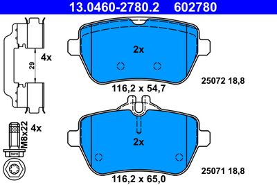 Комплект тормозных колодок, дисковый тормоз ATE 13.0460-2780.2 для MERCEDES-BENZ SL