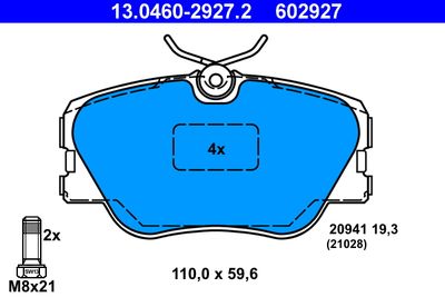 Комплект тормозных колодок, дисковый тормоз ATE 13.0460-2927.2 для MERCEDES-BENZ 124