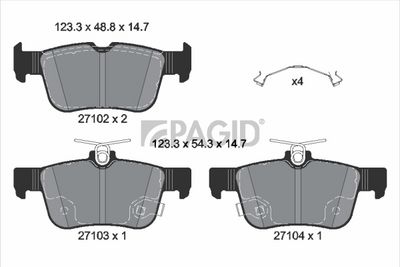комплект спирачно феродо, дискови спирачки PAGID T4671N