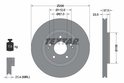 Тормозной диск TEXTAR 92324903 для SSANGYONG KORANDO