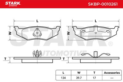 комплект спирачно феродо, дискови спирачки STARK SKBP-0010261