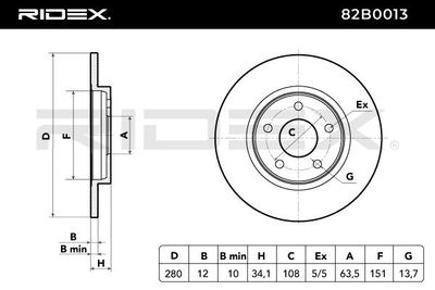 спирачен диск RIDEX 82B0013