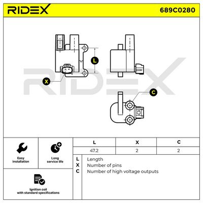 запалителна бобина RIDEX 689C0280