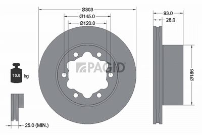 Tarcza hamulcowa PAGID 59434NC
