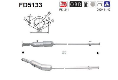 Filtr sadzy / filtr cząstek stałych, układ wydechowy AS FD5133