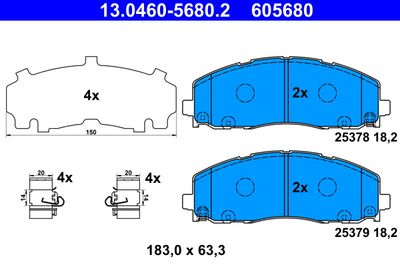 Комплект тормозных колодок, дисковый тормоз ATE 13.0460-5680.2 для FIAT FREEMONT