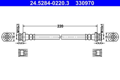 ATE 24.5284-0220.3 Тормозной шланг  для CHEVROLET  (Шевроле Спарk)