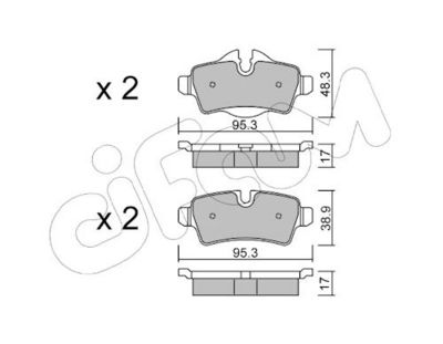 комплект спирачно феродо, дискови спирачки CIFAM 822-769-0