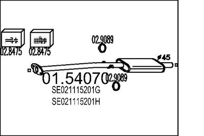 Средний глушитель выхлопных газов MTS 01.54070 для SEAT MALAGA