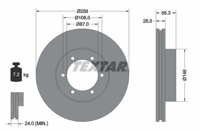 Тормозной диск TEXTAR 92226400 для KIA PREGIO
