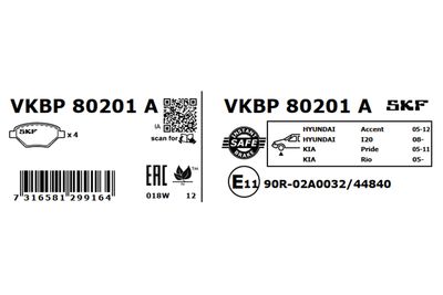 Brake Pad Set, disc brake VKBP 80201 A