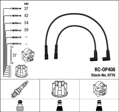 Комплект проводов зажигания NGK 0778 для OPEL MANTA