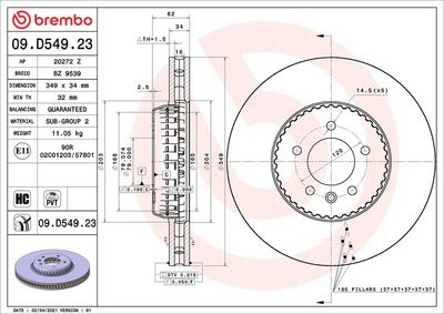 BREMSSCHEIBE BREMBO 09D54923 1