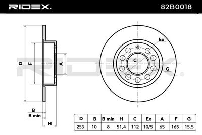 спирачен диск RIDEX 82B0018