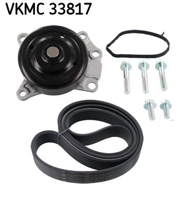 Water Pump + V-Ribbed Belt Kit VKMC 33817