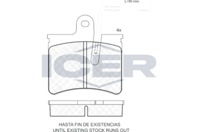 комплект спирачно феродо, дискови спирачки ICER 180358