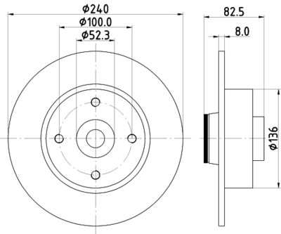 Тормозной диск HELLA 8DD 355 123-241 для RENAULT WIND
